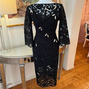 BLACK DIAMONDS BY GIANCARLO POLLASTRI DRESS. With Rhinestones. Made In Italy.